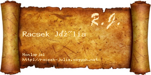 Racsek Júlia névjegykártya