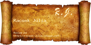 Racsek Júlia névjegykártya